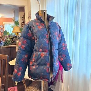 Sundance Kimmy puffer coat navy tapestry floral print
